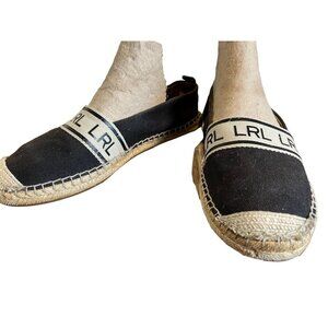Lauren Ralph Lauren Shoe Women 8.5 Black Canvas Caylee Slip On Espadrille Preppy